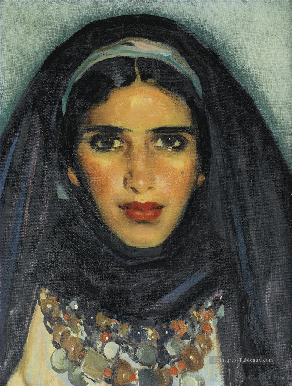 PORTRAIT DE JEUNE MAROCAINE genre Araber Peintures à l'huile